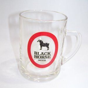Black Horse Vintage Beer Mug 5" Clear Glass Canadian Ale Canada Lager Cup